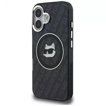 Karl Lagerfeld IML Choupette Head Logo Custodia MagSafe per iPhone 16, nero