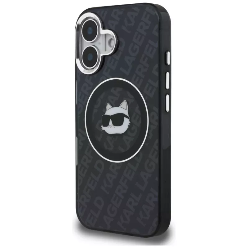 Karl Lagerfeld IML Choupette Head Logo Custodia MagSafe per iPhone 16, nero