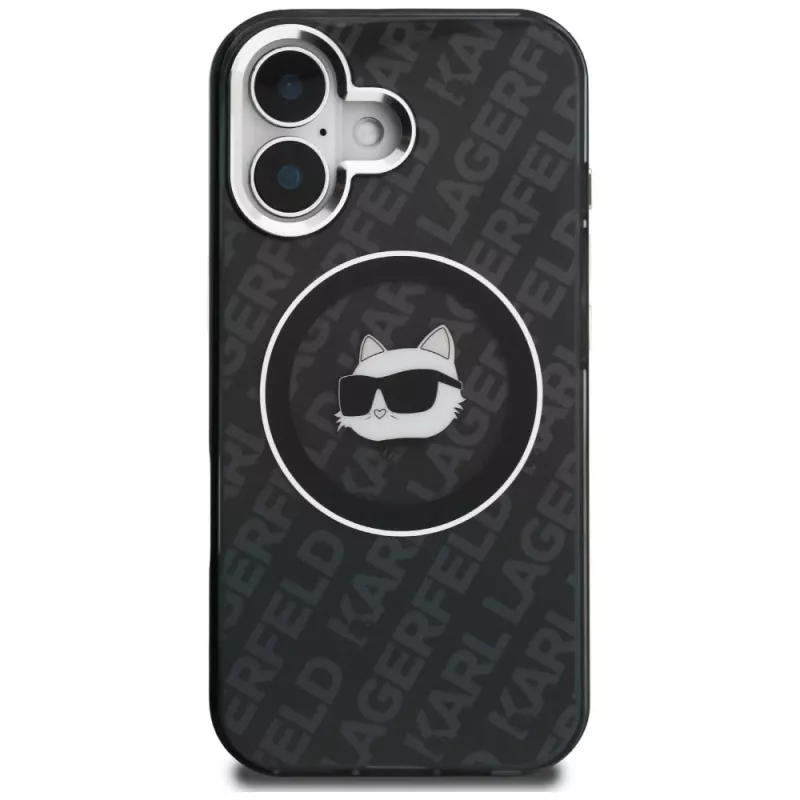 Karl Lagerfeld IML Choupette Head Logo Custodia MagSafe per iPhone 16, nero