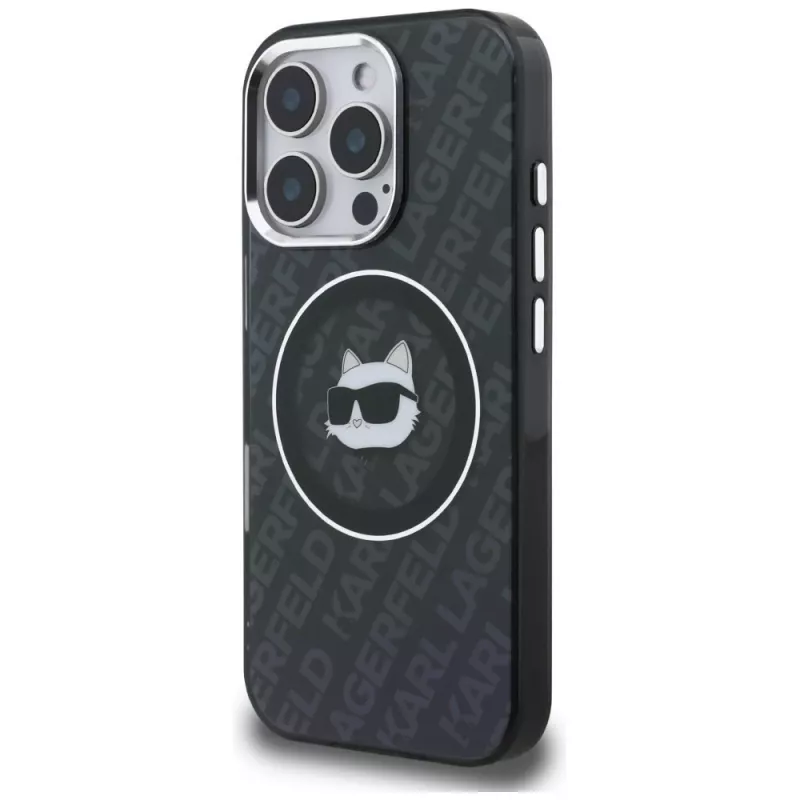 Karl Lagerfeld IML Choupette Head Logo Custodia MagSafe per iPhone 16 Pro, nero