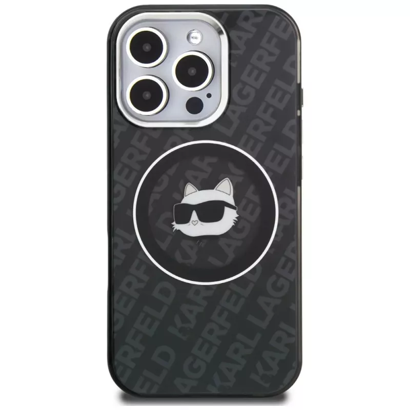 Karl Lagerfeld IML Choupette Head Logo Custodia MagSafe per iPhone 16 Pro, nero