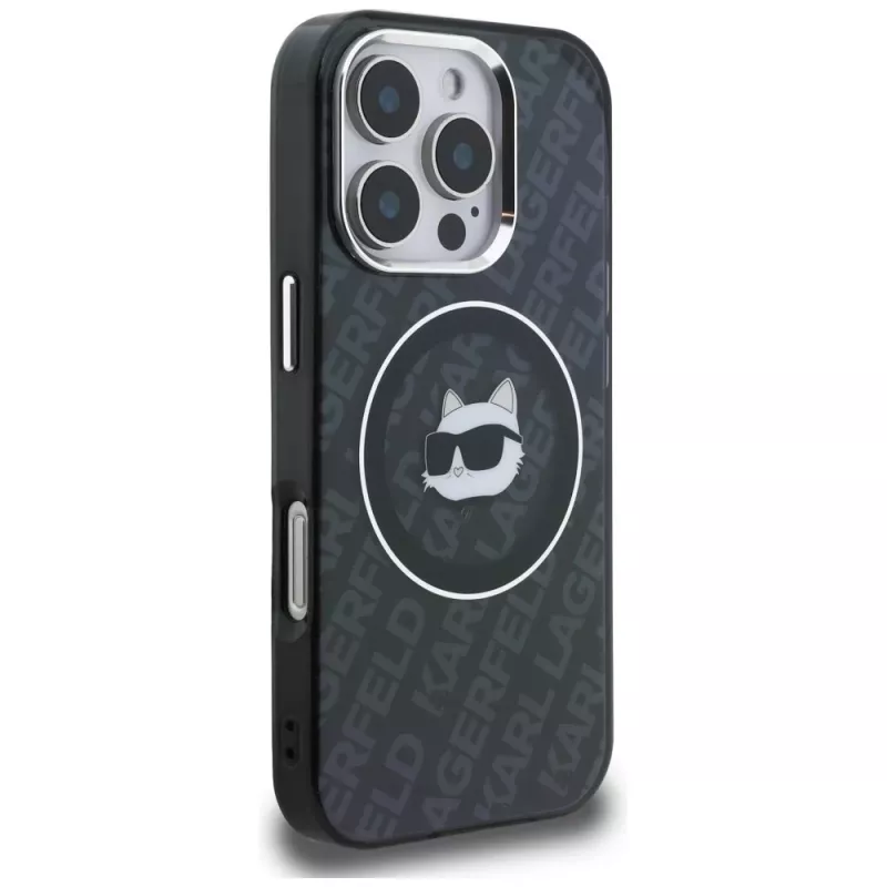 Karl Lagerfeld IML Choupette Head Logo Custodia MagSafe per iPhone 16 Pro, nero