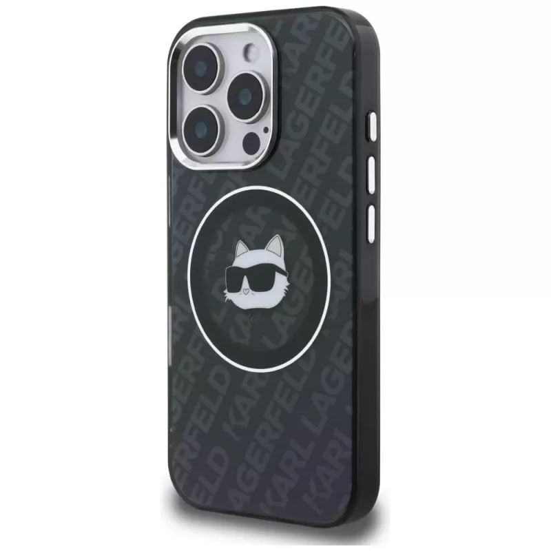KARL LAGERFELD IML Choupette Head Logo Custodia MagSafe per Apple iPhone 16 Pro Max, nero