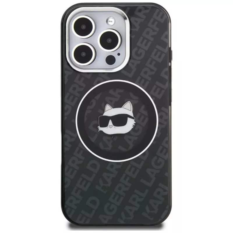 KARL LAGERFELD IML Choupette Head Logo Custodia MagSafe per Apple iPhone 16 Pro Max, nero
