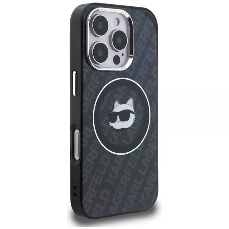 KARL LAGERFELD IML Choupette Head Logo Custodia MagSafe per Apple iPhone 16 Pro Max, nero