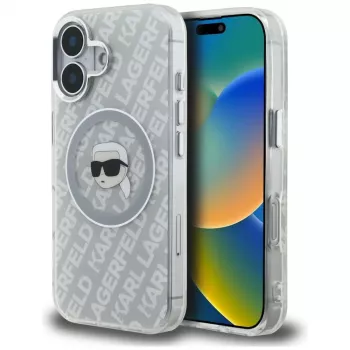 Karl Lagerfeld IML Karl Head Logo Custodia MagSafe per iPhone 16, grigio