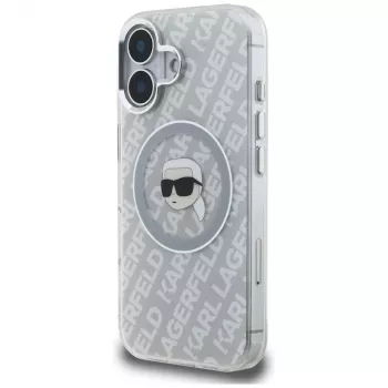Karl Lagerfeld IML Karl Head Logo Custodia MagSafe per iPhone 16, grigio