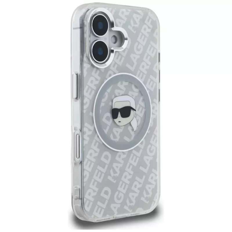 Karl Lagerfeld IML Karl Head Logo Custodia MagSafe per iPhone 16, grigio