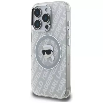 KARL LAGERFELD IML Karl Head Logo Custodia MagSafe per Apple iPhone 16 Pro, grigio