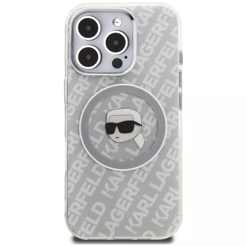 KARL LAGERFELD IML Karl Head Logo Custodia MagSafe per Apple iPhone 16 Pro Max - grigio