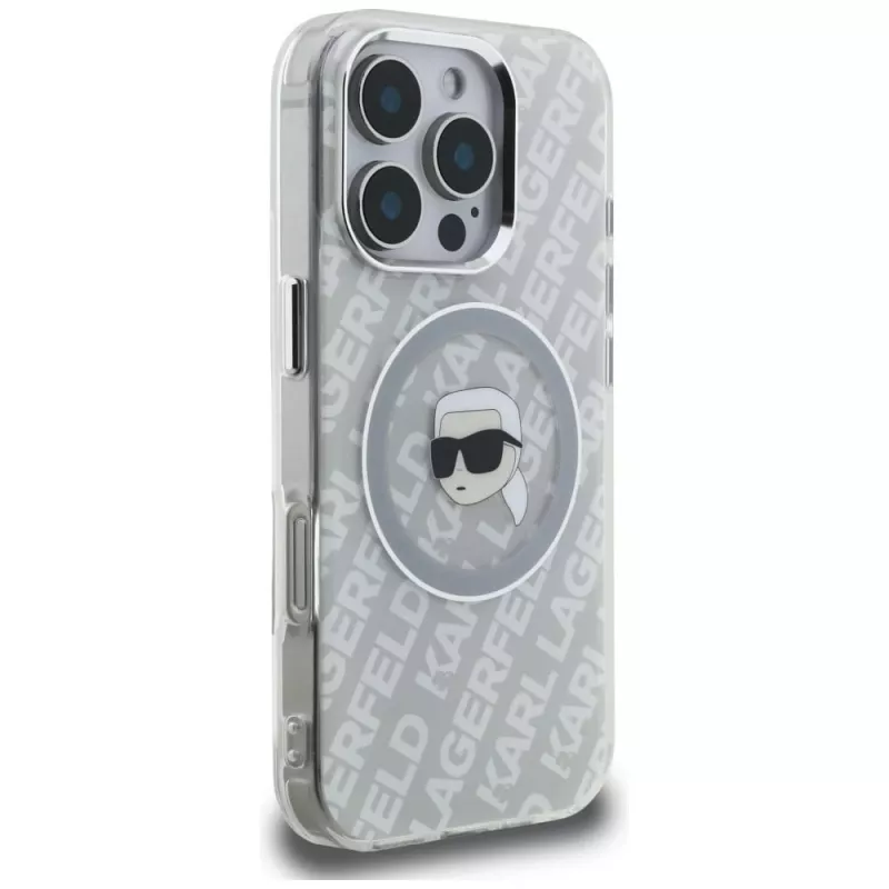 KARL LAGERFELD IML Karl Head Logo Custodia MagSafe per Apple iPhone 16 Pro Max - grigio