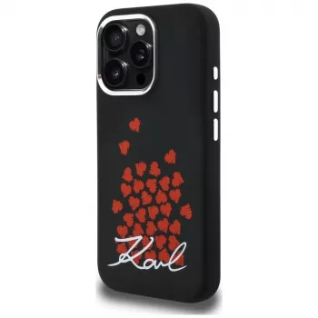 Karl Lagerfeld Silicone Heart SignLogo Custodia MagSafe per iPhone 16 Pro nero