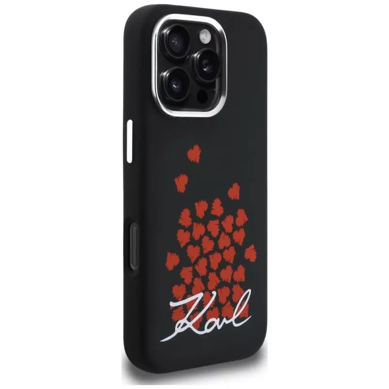 Karl Lagerfeld Silicone Heart SignLogo Custodia MagSafe per iPhone 16 Pro nero