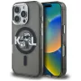 Karl Lagerfeld IML Glitter Karl & Choupette Sketch Logo Custodia MagSafe per iPhone 16 Pro nero