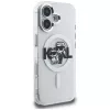 Karl Lagerfeld IML Glitter Karl & Choupette Sketch Logo Custodia MagSafe per iPhone 16, trasparente