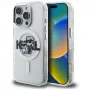 KARL LAGERFELD IML Glitter Karl & Choupette Sketch Logo Custodia MagSafe per iPhone 16 Pro, trasparente