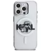 Karl Lagerfeld IML Glitter Karl & Choupette Sketch Logo Custodia MagSafe per iPhone 16 Pro Max trasparente