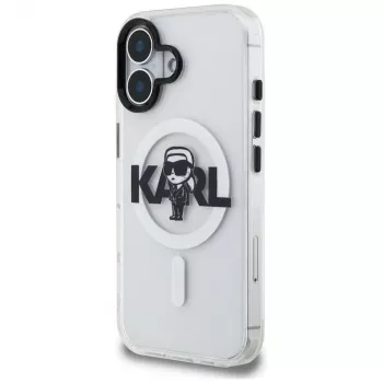 KARL LAGERFELD IML Karl Sketch Logo Custodia MagSafe per iPhone 16, trasparente