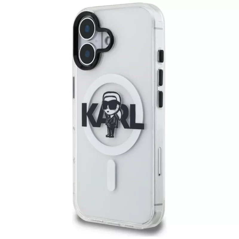 KARL LAGERFELD IML Karl Sketch Logo Custodia MagSafe per iPhone 16, trasparente