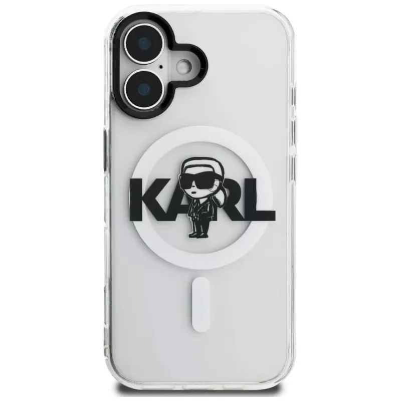 KARL LAGERFELD IML Karl Sketch Logo Custodia MagSafe per iPhone 16, trasparente