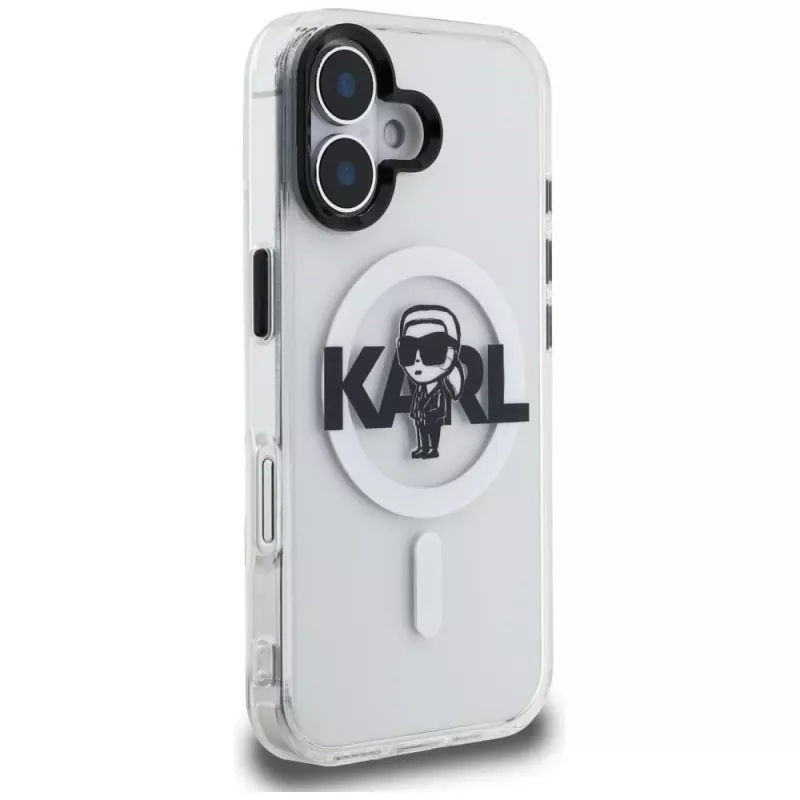 KARL LAGERFELD IML Karl Sketch Logo Custodia MagSafe per iPhone 16, trasparente