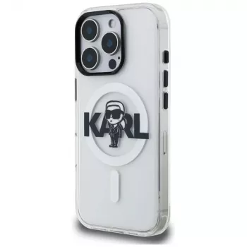 KARL LAGERFELD IML Karl Sketch Logo Custodia MagSafe per Apple iPhone 16 Pro, trasparente