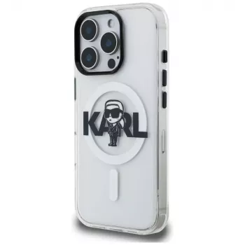 Karl Lagerfeld IML Karl Sketch Logo Custodia MagSafe per iPhone 16 Pro Max, trasparente
