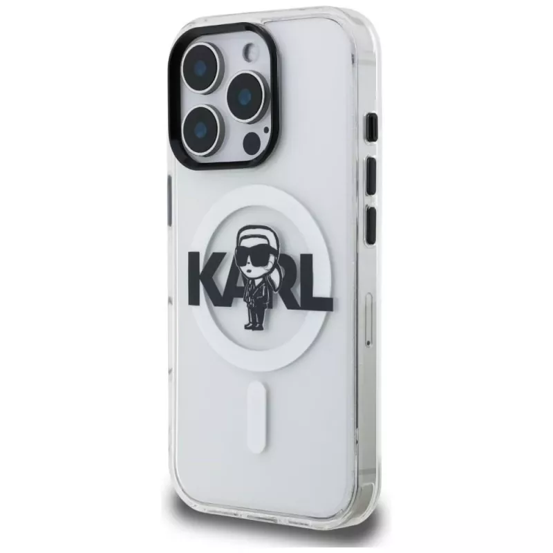 Karl Lagerfeld IML Karl Sketch Logo Custodia MagSafe per iPhone 16 Pro Max, trasparente