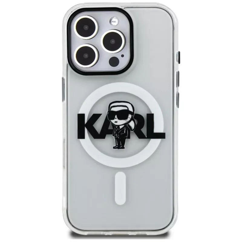 Karl Lagerfeld IML Karl Sketch Logo Custodia MagSafe per iPhone 16 Pro Max, trasparente