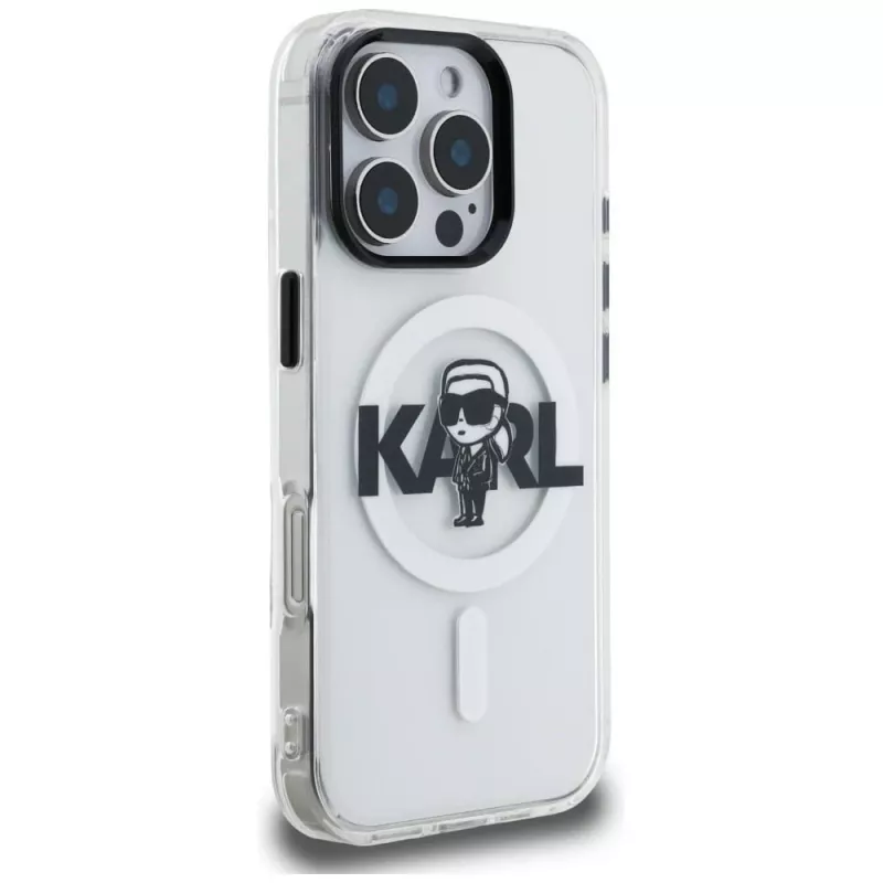 Karl Lagerfeld IML Karl Sketch Logo Custodia MagSafe per iPhone 16 Pro Max, trasparente