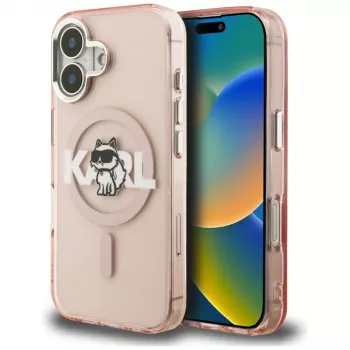 KARL LAGERFELD IML Choupette Sketch Logo Custodia MagSafe per iPhone 16 rosa