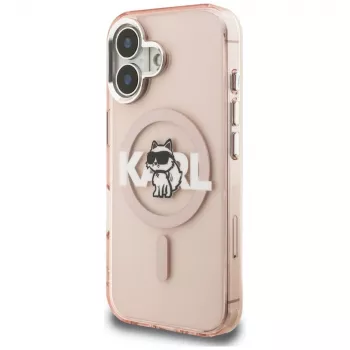 KARL LAGERFELD IML Choupette Sketch Logo Custodia MagSafe per iPhone 16 rosa