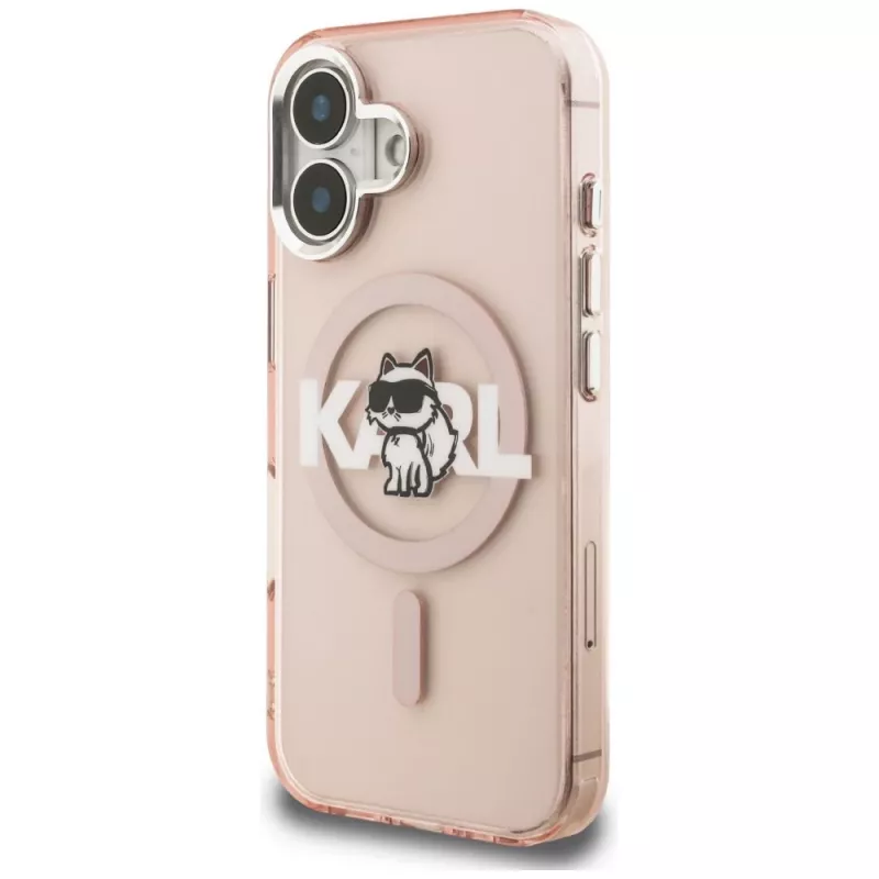 KARL LAGERFELD IML Choupette Sketch Logo Custodia MagSafe per iPhone 16 rosa
