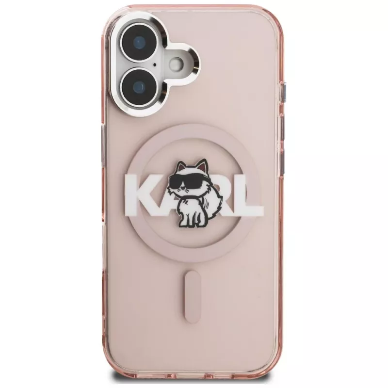 KARL LAGERFELD IML Choupette Sketch Logo Custodia MagSafe per iPhone 16 rosa