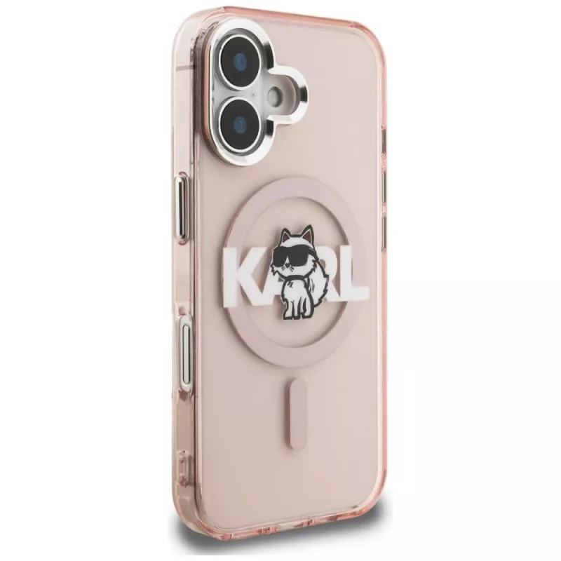 KARL LAGERFELD IML Choupette Sketch Logo Custodia MagSafe per iPhone 16 rosa