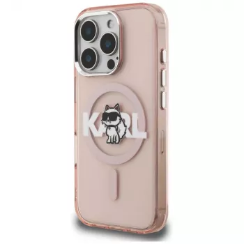 Karl Lagerfeld IML Choupette Sketch Logo Custodia MagSafe per iPhone 16 Pro rosa