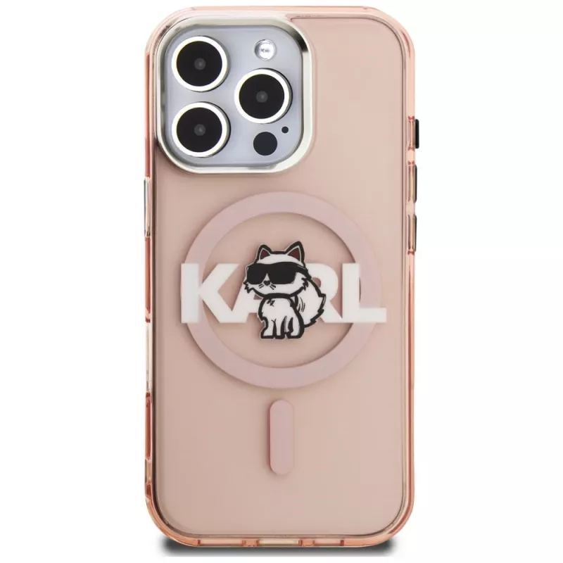 Karl Lagerfeld IML Choupette Sketch Logo Custodia MagSafe per iPhone 16 Pro rosa