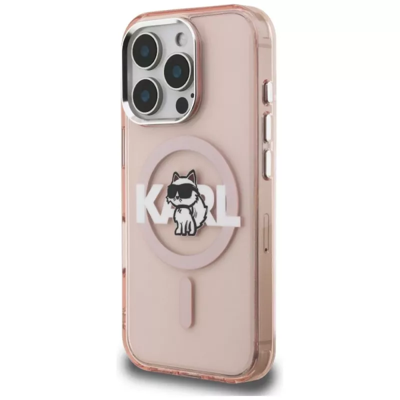 Karl Lagerfeld IML Choupette Sketch Logo Custodia MagSafe per iPhone 16 Pro Max, rosa
