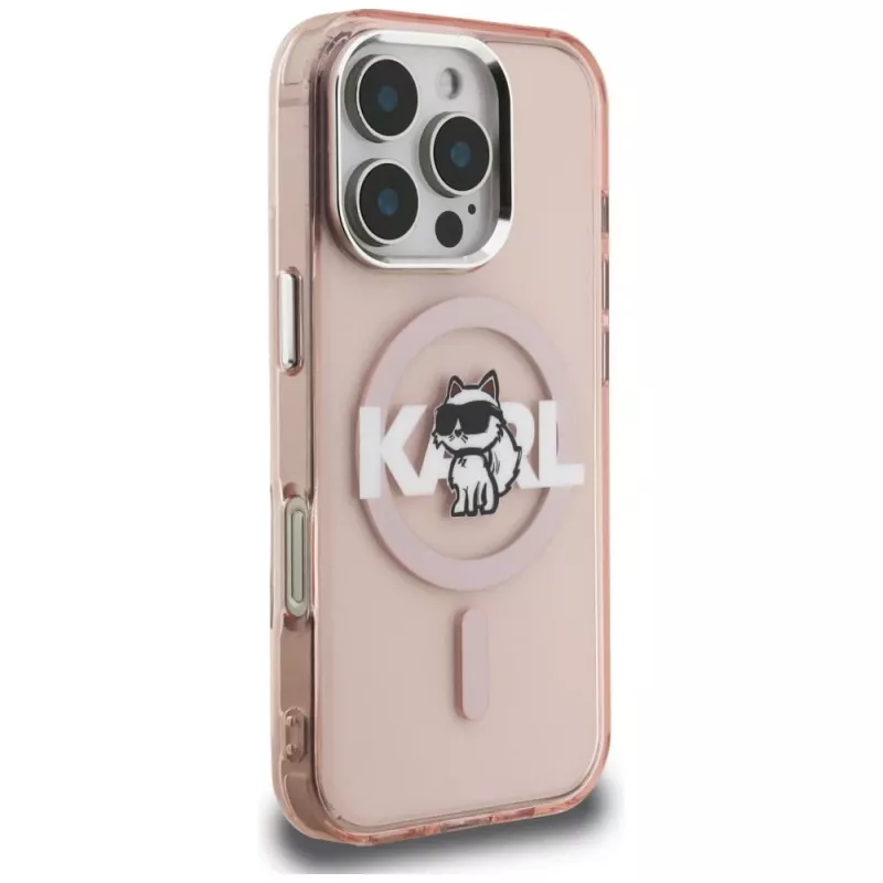 Karl Lagerfeld IML Choupette Sketch Logo Custodia MagSafe per iPhone 16 Pro Max, rosa