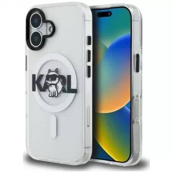 Karl Lagerfeld IML Choupette Sketch Logo Custodia MagSafe per iPhone 16, trasparente