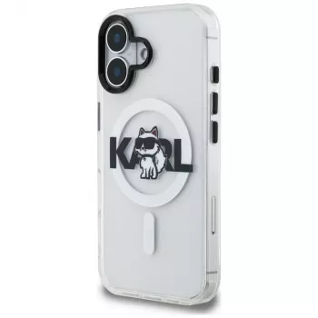 Karl Lagerfeld IML Choupette Sketch Logo Custodia MagSafe per iPhone 16, trasparente