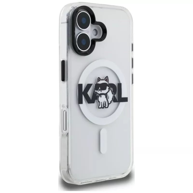 Karl Lagerfeld IML Choupette Sketch Logo Custodia MagSafe per iPhone 16, trasparente
