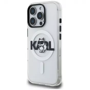 Karl Lagerfeld IML Choupette Sketch Logo Custodia MagSafe per iPhone 16 Pro, trasparente