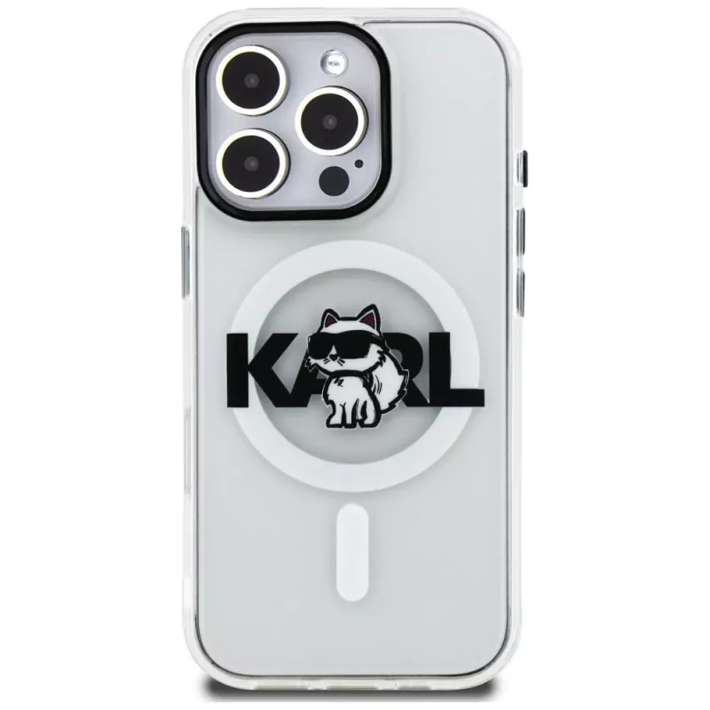 KARL LAGERFELD IML Choupette Sketch Logo Custodia MagSafe per iPhone 16 Pro Max, trasparente