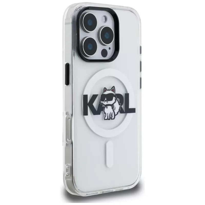 KARL LAGERFELD IML Choupette Sketch Logo Custodia MagSafe per iPhone 16 Pro Max, trasparente