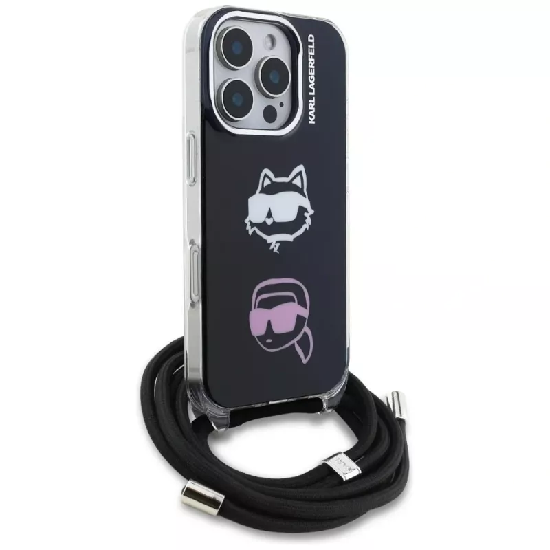 KARL LAGERFELD IML Custodia Crossbody per iPhone 16 Pro, nero