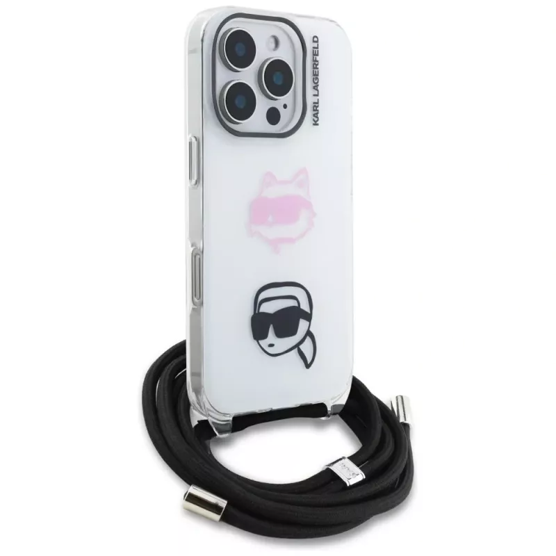 KARL LAGERFELD IML Custodia Crossbody per Apple iPhone 16 Pro, bianco