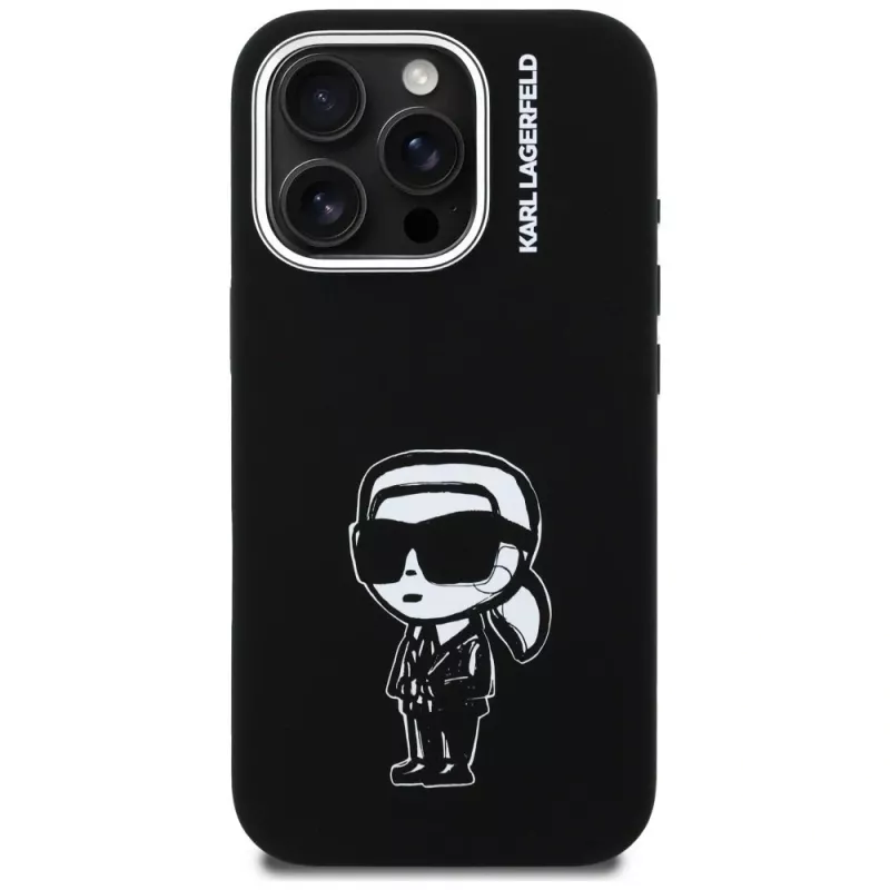 KARL LAGERFELD Silicone Karl Sketch Custodia MagSafe per Apple iPhone 16 Pro, nero