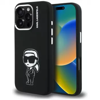 KARL LAGERFELD Silicone Karl Sketch Custodia MagSafe per Apple iPhone 16 Pro Max, nero