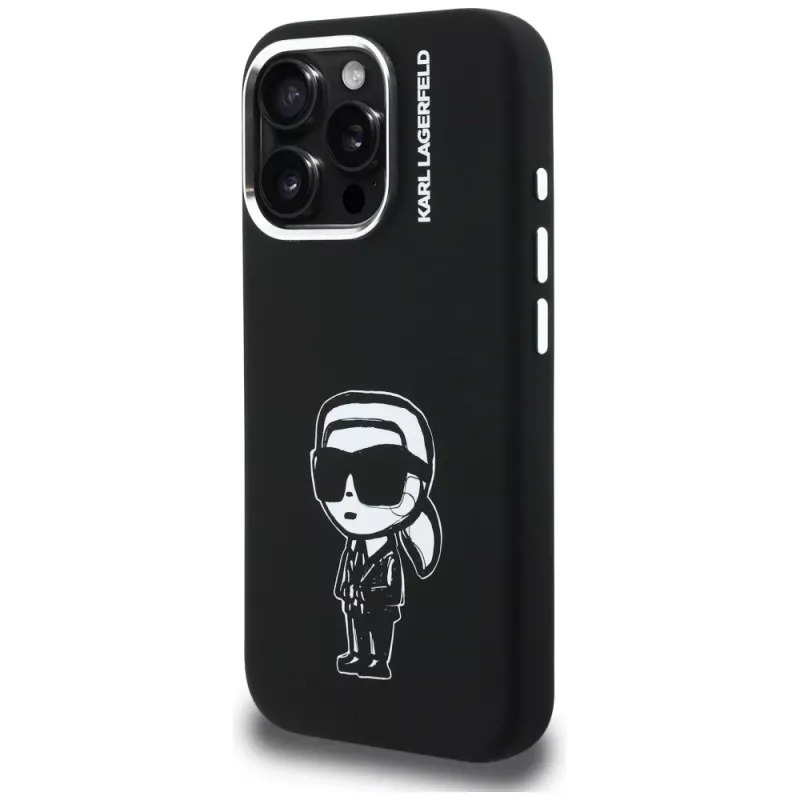 KARL LAGERFELD Silicone Karl Sketch Custodia MagSafe per Apple iPhone 16 Pro Max, nero